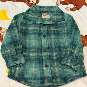 Cat & Jack Teal Plaid Button Down Shirt Size 18 Months. New without tags.
